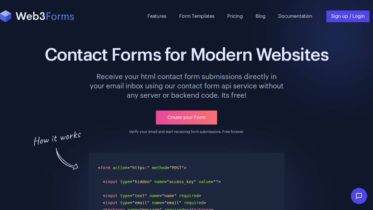 Web3Forms Screenshot