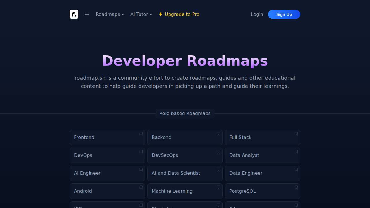 Developer Roadmaps Screenshot