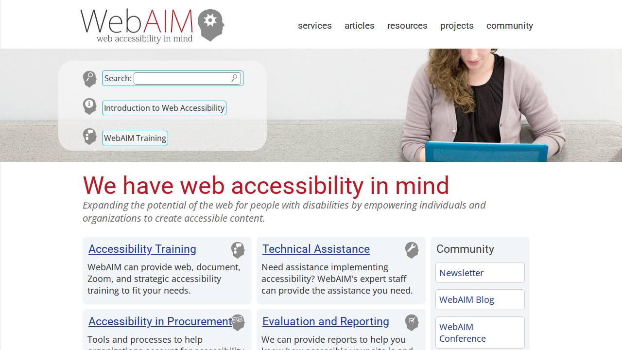 WebAIM: Web Accessibility In Mind Screenshot